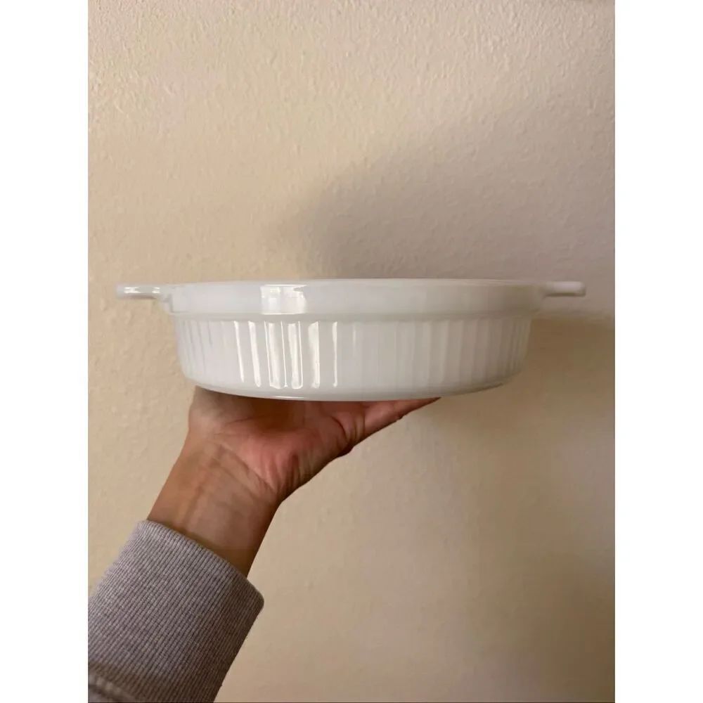 Anchor Hocking Fire King 1 qt white ribbed pie tart dish kitchen baking vintage